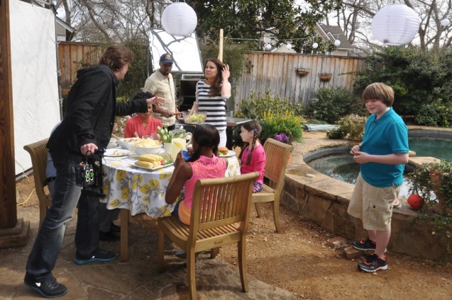 Kameron Badgers on Set for Summer Cookout Promo on a Blustery March Day