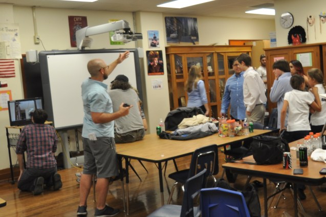 dam Dietrich and actors getting ready for a take