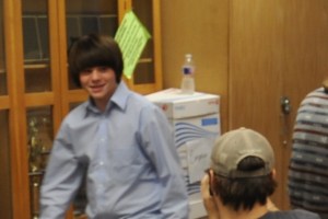 Kameron Badegers walking into the green room after a take