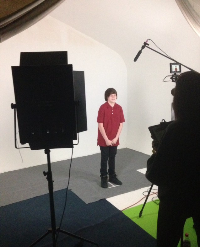 Kameron Badgers on set for a PSA