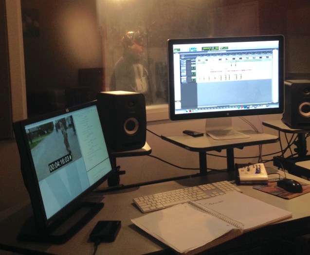 Dallas actor Kameron Badgers recording a voice over