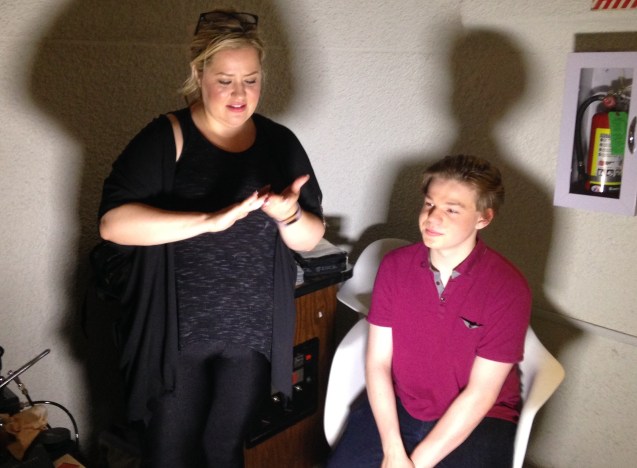 Kameron Badgers in make-up for June 14, 2017 photo shoot.