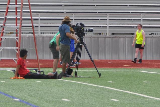 Kameron in front of the cameras