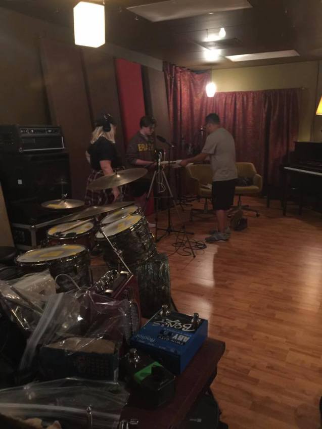 Kameron Badgers recording voice over for Beyond the Bridge