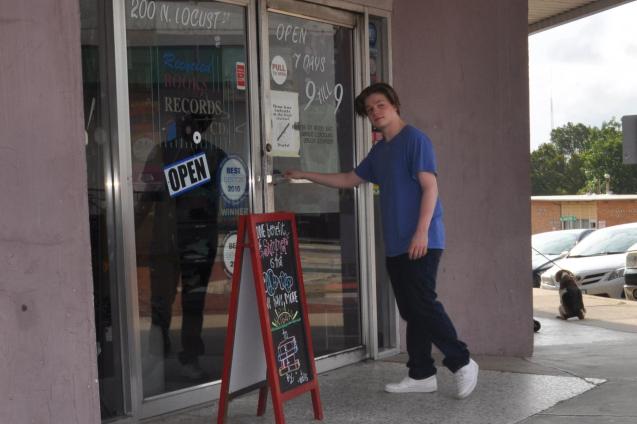 Kameron Badgers on Set Beyond the Bridge Entering Bookstore